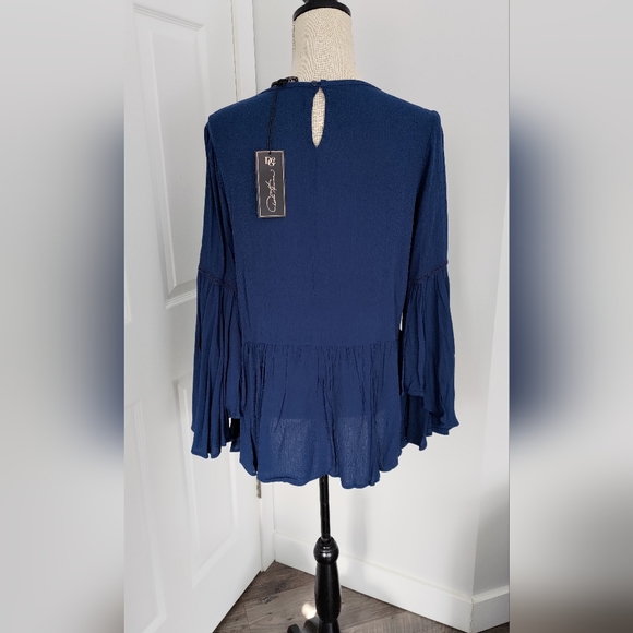 DG2 Navy Women boho blouse Top - Picture 3 of 4